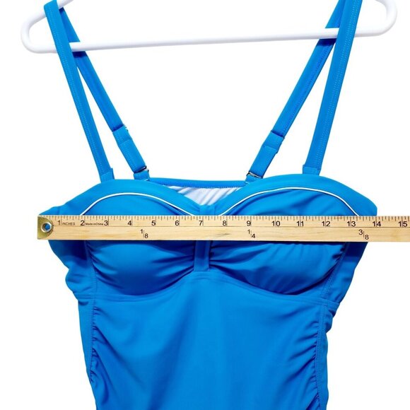 Womens Yonique Blue Tankini Swim Top Adjustable Straps Nylon Size M - Picture 5 of 12